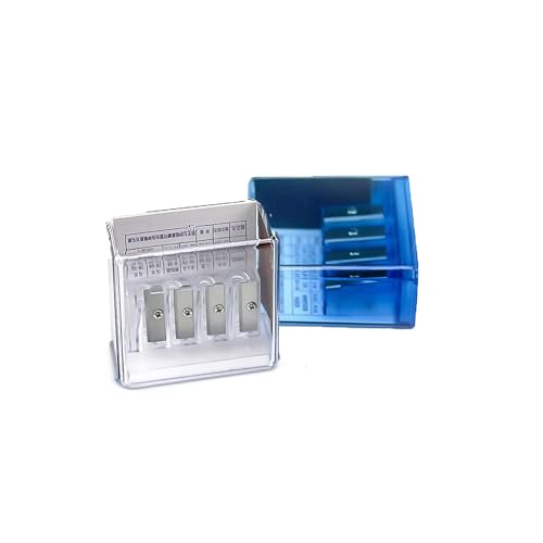 Bleistiftspitzer mit langer Spitze für Künstler, 4-Loch-Handspitzer zum Skizzieren, Kohle- und Buntstifte, transparenter und blauer Deckel, tragbar für Zeichensets, Klassenzimmer, 2 Stück von Kajfjad