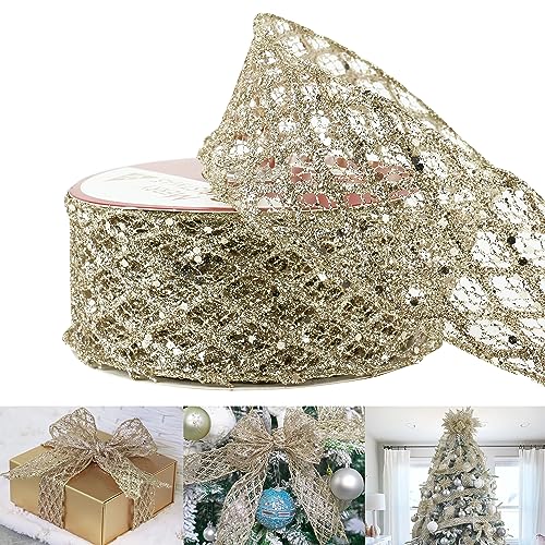 Champagner-Band, glitzernde Diamant-Rand, für Urlaubsschleifen, Baumdekoration und elegante Akzente für Zuhause von Kajfjad