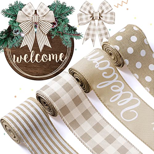 Farmhouse Schleifenband mit Draht, kariert und florales Bastelband für rustikale Kranzherstellung, DIY-Geschenkverpackungen und Urlaubsdekoration Farmhouse Schleifenband mit Draht, kariert und florales Bastelband für rustikale Kranzherstellung, DIY-Geschenkverpackungen und Urlaubsdekoration von Kajfjad
