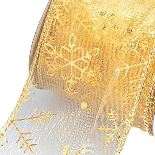 Weihnachts-Schneeflockenband, Drahtrand, Geschenkpapier für Feiertagsschleifen, Party-Dekorationen und festliche Bastelarbeiten Weihnachts-Schneeflockenband, Drahtrand, Geschenkpapier für Feiertagsschleifen, Party-Dekorationen und festliche Bastelarbeiten von Kajfjad