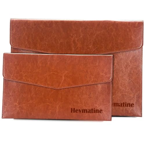 Dokumententasche A4 A5 Leder Set,Geschäfts-Leder Dokumententasche Datei-Bag for Zertifikate,Dokumente,Braun Fächermappe Veranstalter von Heymatine