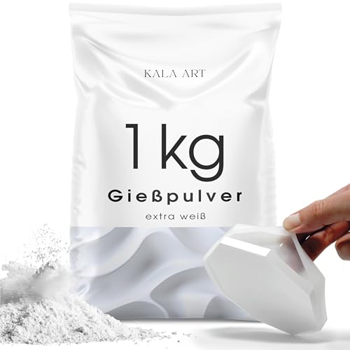 KALA ART Gießpulver Weiß 1kg - Gips zum Basteln für Silikonformen - Hochwertiges Reliefgießpulver (Bastelbeton) - Modelliergips zum Gießen für Deine kreativen Projekte von Kala Art