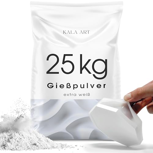 KALA ART Gießpulver Weiß 25kg - Gips zum Basteln für Silikonformen - Hochwertiges Reliefgießpulver (Bastelbeton) - Modelliergips zum Gießen für Deine kreativen Projekte von Kala Art