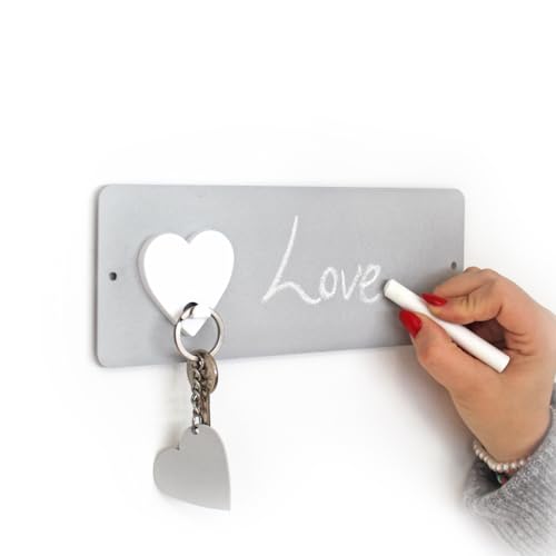 KalaMitica - Magnettafel, Kreidetafel, kleine magnetische Wandtafel aus Stahl, beschreibbar mit Kreide und abwischbar, Pinnwand für Magnete - Silber, 9x24 cm von KalaMitica