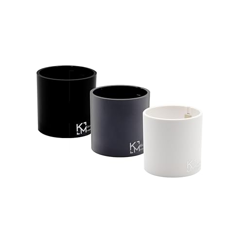 KalaMitica - 3 Stück 6,5 cm magnetische Zylinder - Magnetische Stifthalter, Markerhalter, Blumentöpfe für Magnettafel, Kühlschrank und Metalloberflächen - Weiß, Bleifarbe, Schwarz von KalaMitica