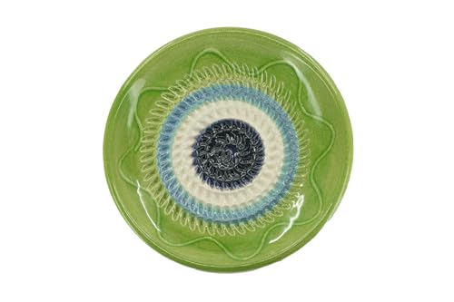 Kaladia Keramik Reibeteller/Keramikhobel - ideal für Ingwer, Parmesan etc. - in Hellgrün & Blau - Durchmesser: 12 cm - handgemacht & handbemalt - Made in Spain von Kaladia