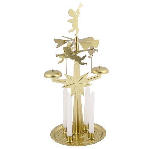 Kaladia Knox Lichter Glocken Spiel in Gold - Klingelpyramide - aus Metall - mit 4 weißen Kerzen von Kaladia