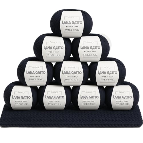 10 Garn zum Stricken und Häkeln 100% Kaschmir Lana Gatto Luxury Prestige Line, 250 gr. 750 mt, (Blau - 1015, 10) von Kalapanta