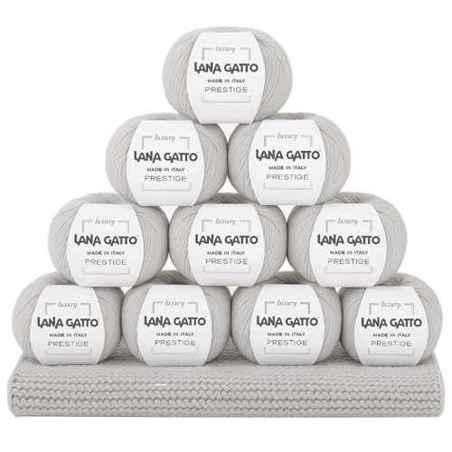 10 Garn zum Stricken und Häkeln 100% Kaschmir Lana Gatto Luxury Prestige Line, 250 gr. 750 mt, (Grau - 12504, 10) von Kalapanta