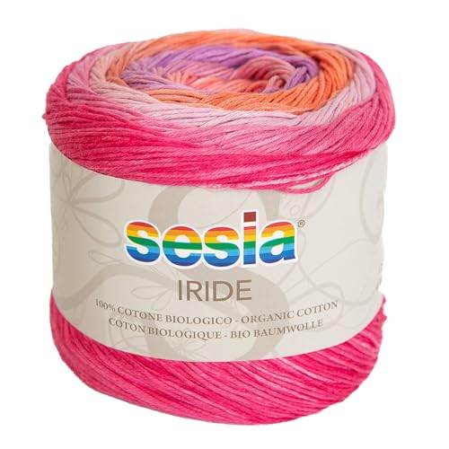 100% Bio-Baumwolle, Multicolor Garn, 125 g, 450 m, Nadeln 2.5-3, Sesia Iride, Fantasiegarn zum Stricken und Häkeln (1, Mehrfarbig - 0450) von Kalapanta