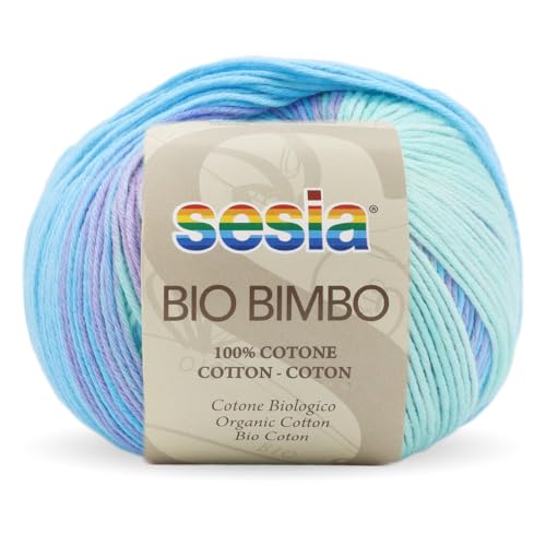 2 Knäuel 100% Bio-Baumwolle, Multicolor Garn, Nadeln 2.5-3, Sesia Bio Bimbo, zum Stricken und Häkeln (2, Mehrfarbig - 1296) von Kalapanta