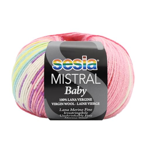 2 Multicolor Garn zum Stricken und Häkeln 100% Feine Merinowolle Schrumpffrei, Sesia Mistral Baby (2, Mehrfarbig - 444) von Kalapanta