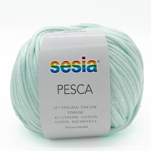 Bänder für Accessoires, Modal-Baumwollgarn 100 g/120 m, Stricknadeln 10-12, Häkelnadel 8-9, Sesia Pesca, Made in Italy, (Wassergrün - 1252, 1) von Kalapanta