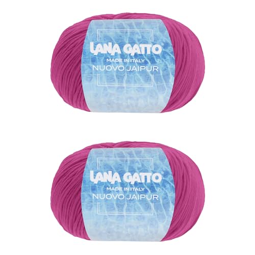 Baumwollgarn Lana Gatto Linie Nuovo Jaipur, 100% Baumwolle zum Stricken oder Häkeln, 2 Knäuel Länge 200m für 100g Baumwolle (Rosa, 2) von Kalapanta