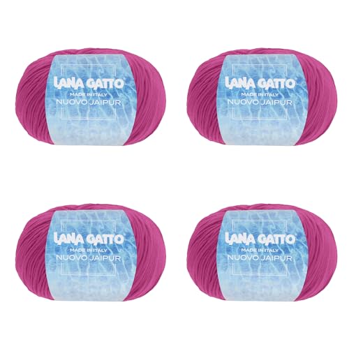 Baumwollgarn Lana Gatto Linie Nuovo Jaipur, 100% Baumwolle zum Stricken oder Häkeln, 4 Knäuel Länge 400m für 200g Baumwolle (Rosa, 4) von Kalapanta
