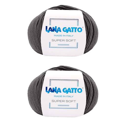 Strickgarn 100% reine Merino-Schurwolle Extra-Fine, line Super Soft von Lana Gatto Made in Italy, hochwertiges Garn zum Häkeln und Handstricken, 100g 250 Meter, (Dunkelbraun - 9426, 2) von Kalapanta