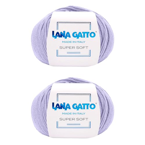 Strickgarn 100% reine Merino-Schurwolle Extra-Fine, line Super Soft von Lana Gatto Made in Italy, hochwertiges Garn zum Häkeln und Handstricken, 100g 250 Meter, (Lila - 10180, 2) von Kalapanta