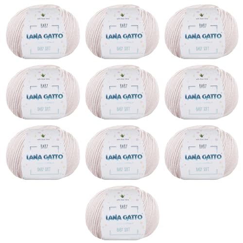 Strickgarn 100% reine Merino-Schurwolle Extra-Fine von Lana Gatto Made in Italy, Baby Soft Linie Kinder, Neugeborene mit Aloe Vera, hochwertiges Garn, 500 g. 1700 mt, (Creme - 13701, 10) von Kalapanta