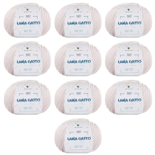 Wolle zum Stricken oder Häkeln 100% Merinowolle Extrafine von Lana Gatto. Baby Soft Linie Kinder, Neugeborene natürlich mit Aloe Vera (10, Creme - 13701) von Kalapanta