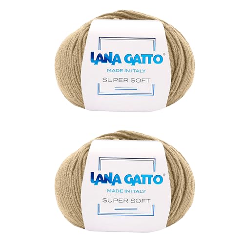 Strickgarn 100% reine Merino-Schurwolle Extra-Fine, line Super Soft von Lana Gatto Made in Italy, hochwertiges Garn zum Häkeln und Handstricken, 100g 250 Meter, (Kamel - 14202, 2) von Kalapanta