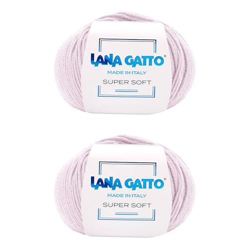 Strickgarn 100% reine Merino-Schurwolle Extra-Fine, line Super Soft von Lana Gatto Made in Italy, hochwertiges Garn zum Häkeln und Handstricken, 100g 250 Meter, (Rosa - 5284, 2) von Kalapanta