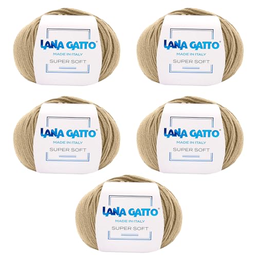 Strickgarn 100% reine Merino-Schurwolle Extra-Fine, line Super Soft von Lana Gatto Made in Italy, hochwertiges Garn zum Häkeln und Handstricken, 250g 625 Meter, (Kamel - 14202, 5) von Kalapanta
