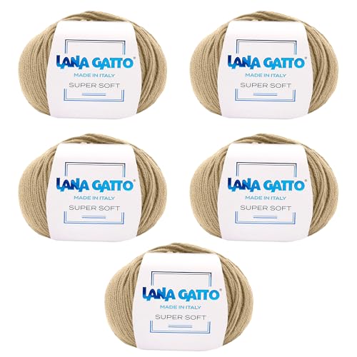 Strickgarn 100% reine Merino-Schurwolle Extra-Fine, line Super Soft von Lana Gatto Made in Italy, hochwertiges Garn zum Häkeln und Handstricken, 250g 625 Meter, (Kamel - 14202, 5) von Kalapanta
