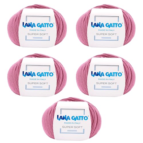 Strickgarn 100% reine Merino-Schurwolle Extra-Fine, line Super Soft von Lana Gatto Made in Italy, hochwertiges Garn zum Häkeln und Handstricken, 250g 625 Meter, (Rosa - 14446, 5) von Kalapanta