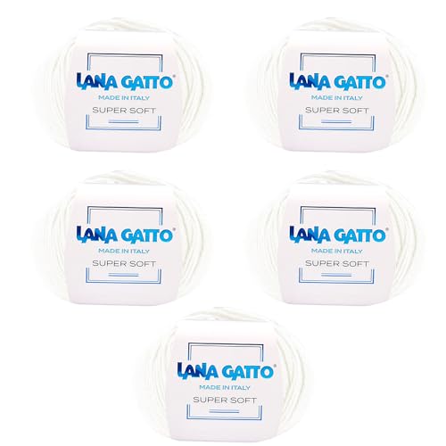 Strickgarn 100% reine Merino-Schurwolle Extra-Fine, line Super Soft von Lana Gatto Made in Italy, hochwertiges Garn zum Häkeln und Handstricken, 250g 625 Meter, (Wollweiss - 978, 5) von Kalapanta
