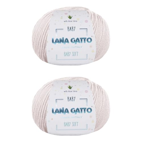 Wolle zum Stricken oder Häkeln 100% Merinowolle Extrafine von Lana Gatto. Baby Soft Linie Kinder, Neugeborene natürlich mit Aloe Vera (2, Creme - 13701) von Kalapanta