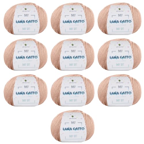 Strickgarn 100% reine Merino-Schurwolle Extra-Fine von Lana Gatto Made in Italy, Baby Soft Linie Kinder, Neugeborene mit Aloe Vera, hochwertiges Garn, 500 g. 1700 mt, (Beige - 14621, 10) von Kalapanta