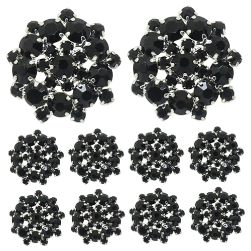10 pcs Strassknöpfe Schwarze Kristall dekorative Knöpfe 22mm Legierung Fantasie von Kalastussaari