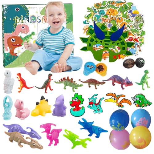 24 PCs/Set Christmas Advent Calendar Set Gummi Dinosaurier Adventskalender mit Dinosaurieraufklebern Briefmarken Balloons Lern ​​Weihnachten für Kinder im Alter von 7 bis 14 Stilen 1 1 von Kalastussaari
