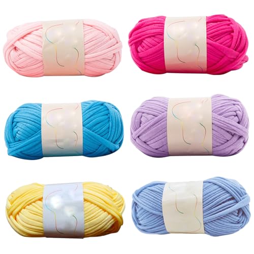 6pcs Dickes Garn, 98 Fuß hell hautfreundliche klobige Garn, weich zum Häkeln, DIY-Basteln, Taschen, Decken, Kissendecke von Kalastussaari