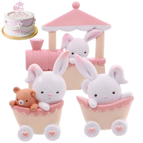 Hasengeburtstagdekorationen, 3pcs/set Weichkleber Bunny Cake Topper mit Mini -Zug, dekorative Figur für Geburtstagstortendekoration Figurine Hasengeburtstagdekorationen, 3pcs/set Weichkleber Bunny Cake Topper mit Mini -Zug, dekorative Figur für Geburtstagstortendekoration Figurine von Kalastussaari
