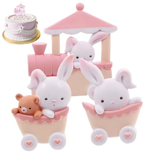 Hasengeburtstagdekorationen, 3pcs/set Weichkleber Bunny Cake Topper mit Mini -Zug, dekorative Figur für Geburtstagstortendekoration Figurine Hasengeburtstagdekorationen, 3pcs/set Weichkleber Bunny Cake Topper mit Mini -Zug, dekorative Figur für Geburtstagstortendekoration Figurine von Kalastussaari
