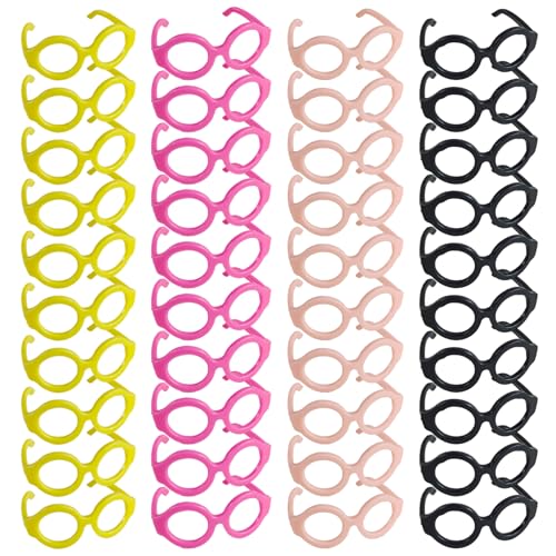 Kalastussaari Puppenbrillen, 40 Paar Mini Plastik -Brillen, 4 Farbdiy Dekorationsbrillen für Puppen, Kunsthandwerk, Cosplay -Foto -Requisiten von Kalastussaari