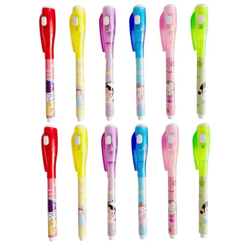 Kalastussaari Unsichtbare Tintenstifte, 12pcs Spionage Magic Marker mit UV-Licht, 5-Zoll-Klassenpreise Spionagegeschenke Party Gefälligkeiten für Kinder 8-12 von Kalastussaari