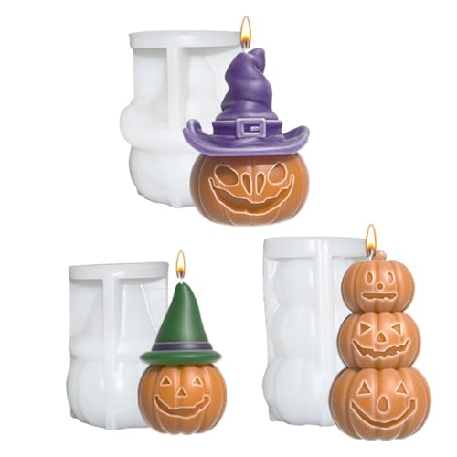 Kürbiskerzenform Silikon, 3pcs süße 3D -Halloween -Formen für DIY -Seife, Badebombe, Schokoladenkuchendekoration Kürbiskerzenform Silikon, 3pcs süße 3D -Halloween -Formen für DIY -Seife, Badebombe, Schokoladenkuchendekoration von Kalastussaari
