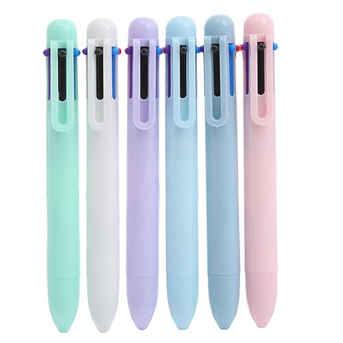 Multicolor-Stift, 6pcs 6-in-1 Multicolor-Kugelschreiber 0, 5 mm Feinpunkt Einziehbarer mehrfarbiger Stifte, farbenfrohe Stifte für Schulbüroversorgungen Schülern Krankenschwester Multi-Farben von Kalastussaari