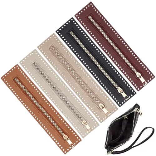 PU Leder Reißverschluss, 5pcs Ledernähe Reißverschlussrahmen mit Löchern, handgefertigte Beutel Reißverschlüsse Schließend mit PU -Rahmen für DIY -Häkeln Geldbörse/10, 6 x 2, 4 Zoll von Kalastussaari
