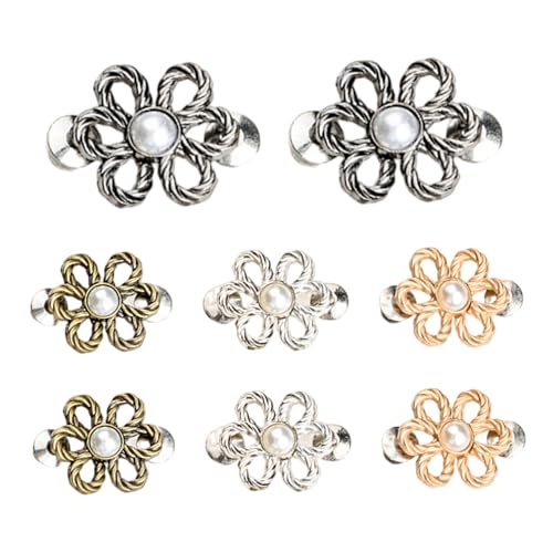 Pant Taille Straffung, 8pcs Blumenperle Jean -Knöpfe, einstellbare und abnehmbare Kino -Kino -Clips, wiederverwendbare Jeansknopf für lose Jeans von Kalastussaari