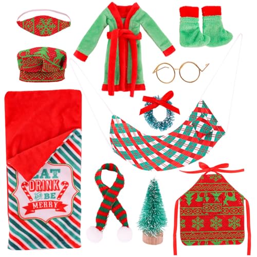 Weihnachts -Elf -Puppen -Kit, Mini -Accessoires mit Schlafsack, Hut, Brille, Doll Decor Style2 von Kalastussaari