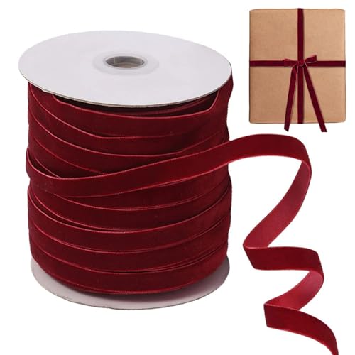 Wein Samtband, 20 Yard x 0, 4 Zoll Rotes Samtband, einseitige Rot, DIY für Geschenkverpackung, Blumenstrauß, Haarbögen von Kalastussaari