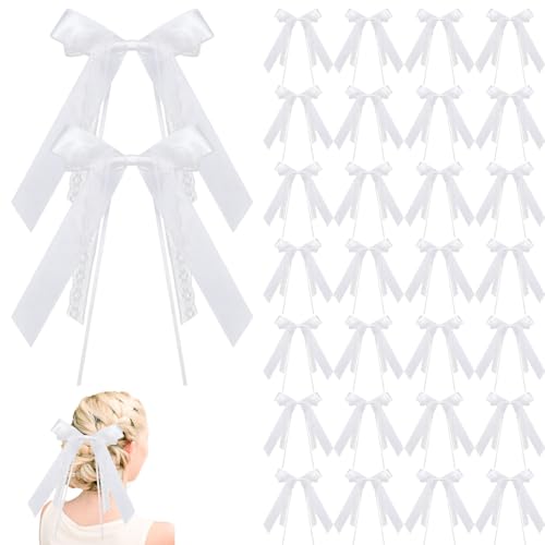 Weißer Spitzenbogen 30pcs 7x8 Zoll langer Heckpolyester -Spitzenbogen für Geschenkverpackung, Hochzeit, Autodekoration, Frisur Weißer Spitzenbogen 30pcs 7x8 Zoll langer Heckpolyester -Spitzenbogen für Geschenkverpackung, Hochzeit, Autodekoration, Frisur von Kalastussaari