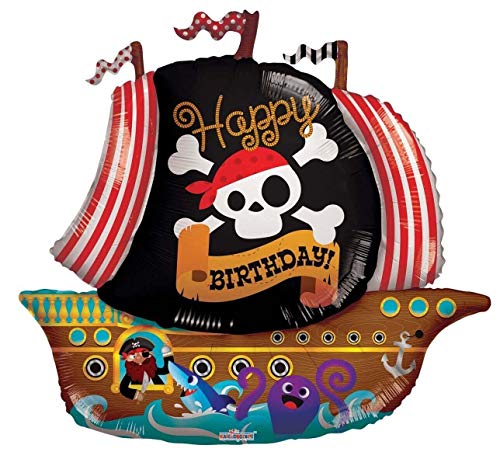 Kaleidoscop F19763-36 Folienballoon Piratenschiff Happy Birthday von Karaloon