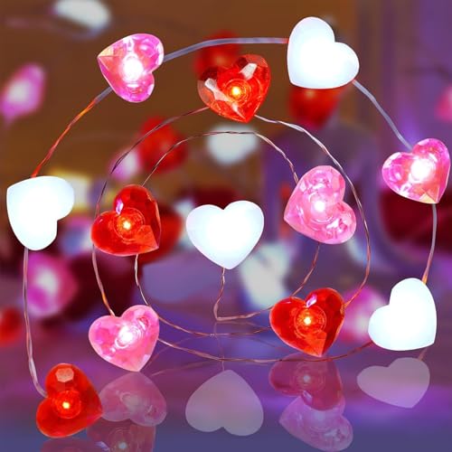Kaleora LED Herz-Lichterkette, 2M 20 LED Rot-Pink-Weiß Herzförmige Lichterkette Batteriebetrieben, Lichterketten Herzen für Valentinstag, Hochzeit, Jahrestage, Party, Innen Deko Kaleora LED Herz-Lichterkette, 2M 20 LED Rot-Pink-Weiß Herzförmige Lichterkette Batteriebetrieben, Lichterketten Herzen für Valentinstag, Hochzeit, Jahrestage, Party, Innen Deko von Kaleora