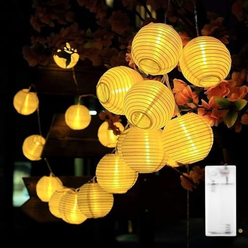 Kaleora LED Lampion Lichterkette, 1,5M 10 LED Warmweiße Lichterkette Lampions Batteriebetrieben, Gelb Lampions Lichterketten für Weihnachten Terrasse Balkon Garten Deko Kaleora LED Lampion Lichterkette, 1,5M 10 LED Warmweiße Lichterkette Lampions Batteriebetrieben, Gelb Lampions Lichterketten für Weihnachten Terrasse Balkon Garten Deko von Kaleora