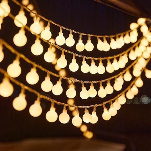 Kaleora LED-Lichterkette, 6 Meter, 40 Warmweiße Kugeln, Batteriebetrieben mit Dauerlicht und Blinkfunktion von Kaleora