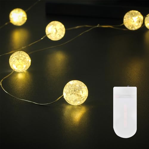 Kaleora LED Lichterkette Kristallkugeln, 1M 10 LED Crackle Ball Lichterkette mit 2 x CR2032 Batterie, Warmweiß Kristall Kugeln Lichterketten für Weihnachten, Valentinstag, Kinderzimmer, Party Deko Kaleora LED Lichterkette Kristallkugeln, 1M 10 LED Crackle Ball Lichterkette mit 2 x CR2032 Batterie, Warmweiß Kristall Kugeln Lichterketten für Weihnachten, Valentinstag, Kinderzimmer, Party Deko von Kaleora